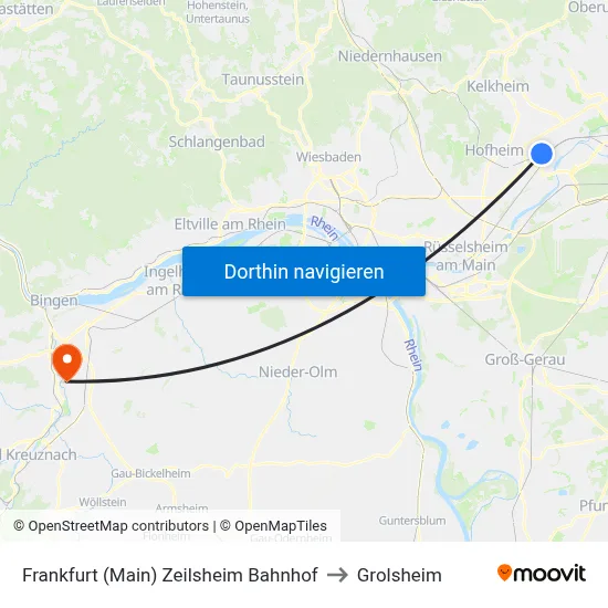 Frankfurt (Main) Zeilsheim Bahnhof to Grolsheim map
