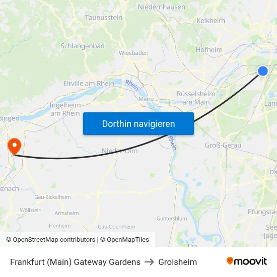 Frankfurt (Main) Gateway Gardens to Grolsheim map