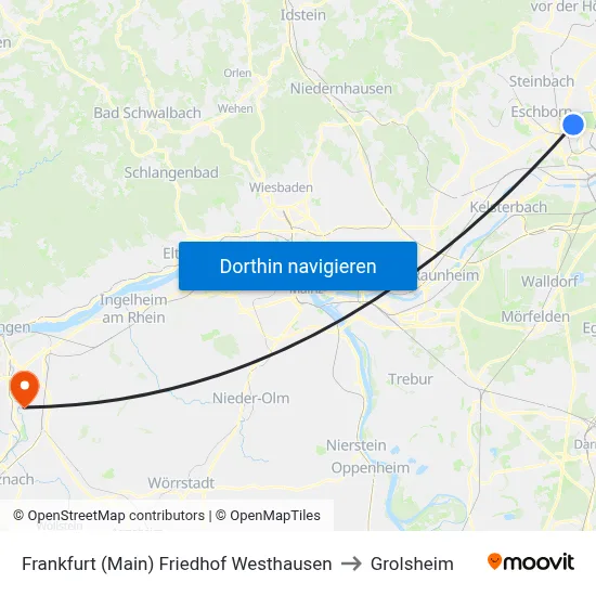 Frankfurt (Main) Friedhof Westhausen to Grolsheim map