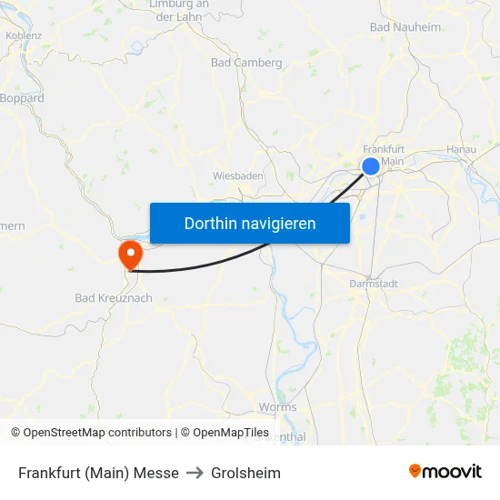 Frankfurt (Main) Messe to Grolsheim map