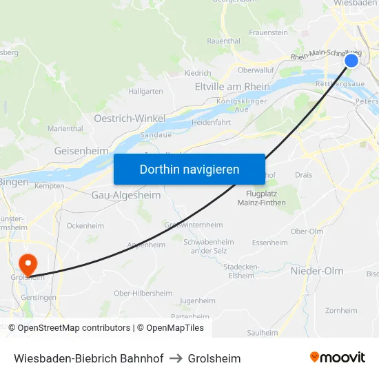 Wiesbaden-Biebrich Bahnhof to Grolsheim map