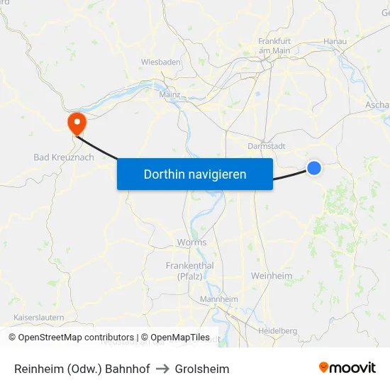 Reinheim (Odw.) Bahnhof to Grolsheim map