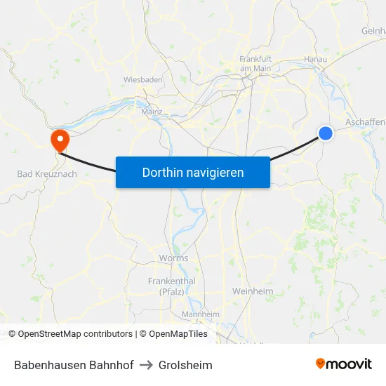 Babenhausen Bahnhof to Grolsheim map