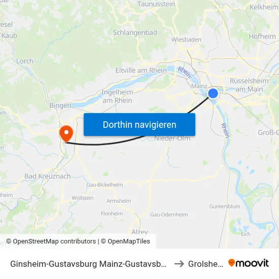 Ginsheim-Gustavsburg Mainz-Gustavsburg Bf to Grolsheim map