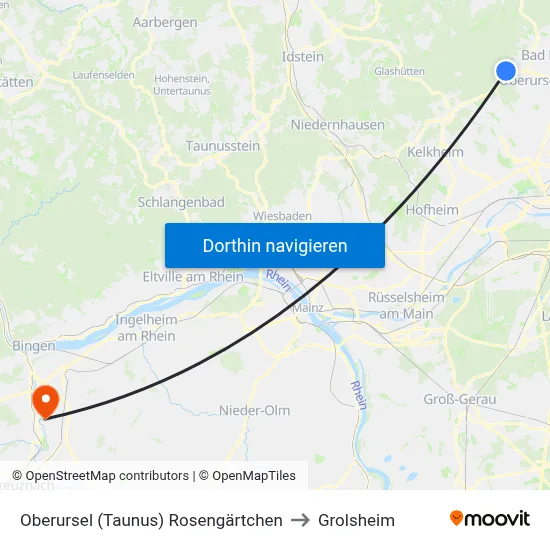 Oberursel (Taunus) Rosengärtchen to Grolsheim map