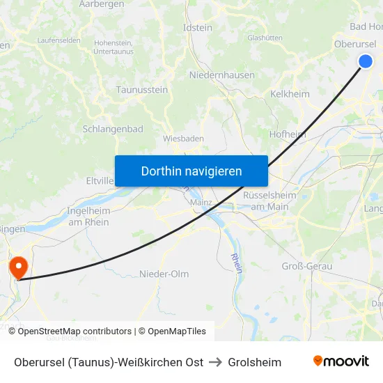 Oberursel (Taunus)-Weißkirchen Ost to Grolsheim map