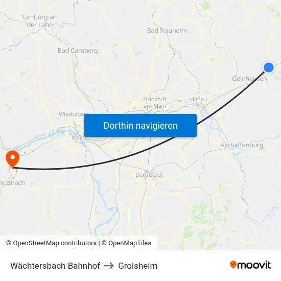 Wächtersbach Bahnhof to Grolsheim map