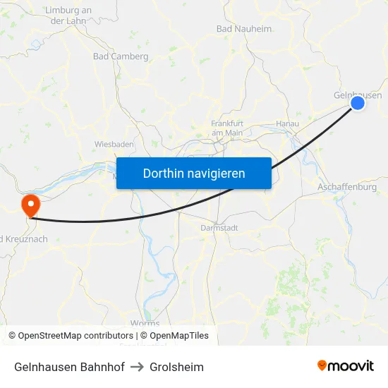 Gelnhausen Bahnhof to Grolsheim map