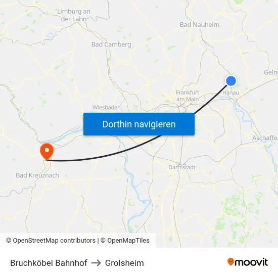 Bruchköbel Bahnhof to Grolsheim map