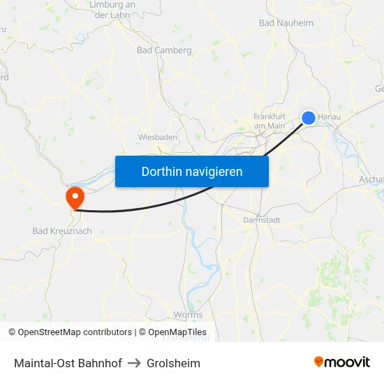 Maintal-Ost Bahnhof to Grolsheim map