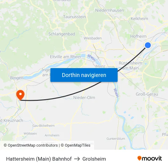 Hattersheim (Main) Bahnhof to Grolsheim map