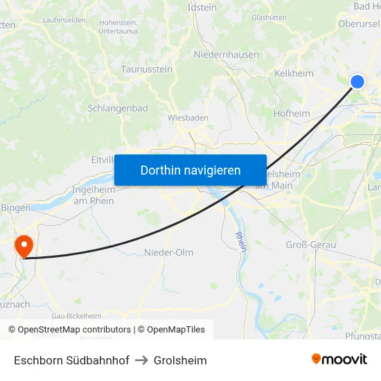 Eschborn Südbahnhof to Grolsheim map