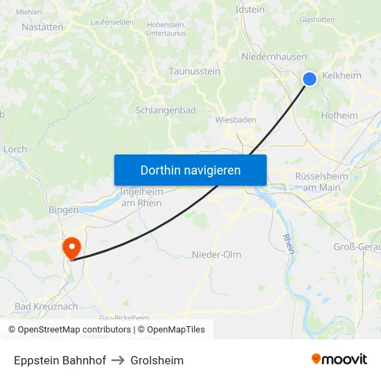 Eppstein Bahnhof to Grolsheim map