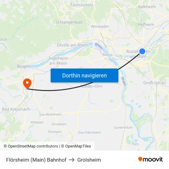 Flörsheim (Main) Bahnhof to Grolsheim map