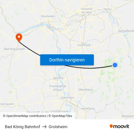 Bad König Bahnhof to Grolsheim map