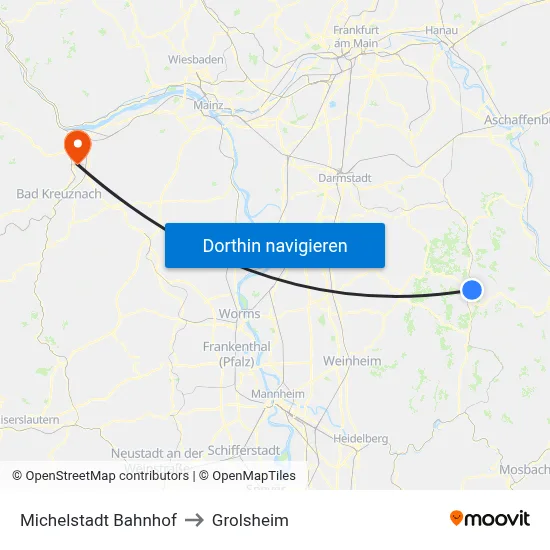 Michelstadt Bahnhof to Grolsheim map