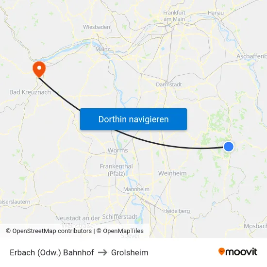 Erbach (Odw.) Bahnhof to Grolsheim map