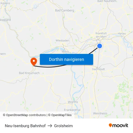Neu-Isenburg Bahnhof to Grolsheim map