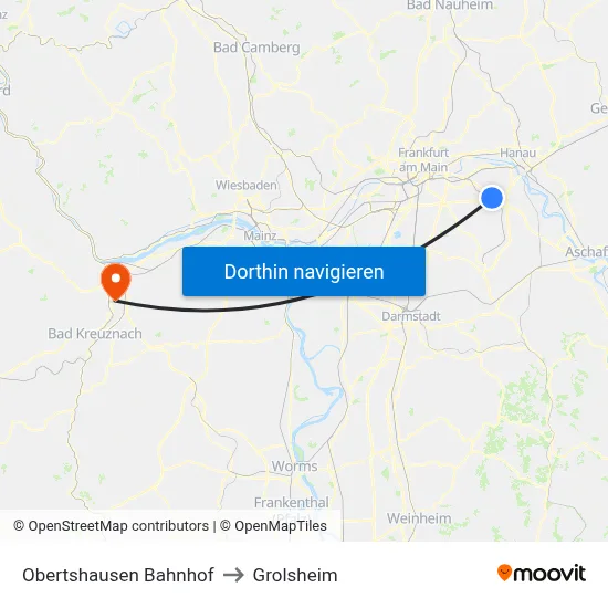Obertshausen Bahnhof to Grolsheim map