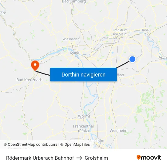 Rödermark-Urberach Bahnhof to Grolsheim map