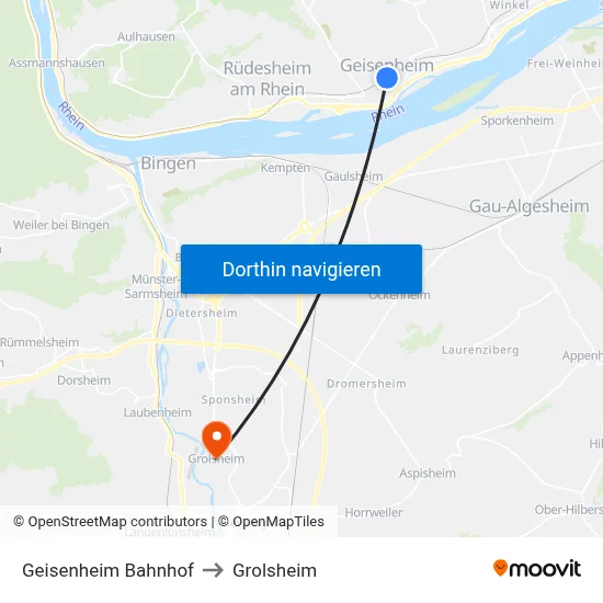 Geisenheim Bahnhof to Grolsheim map