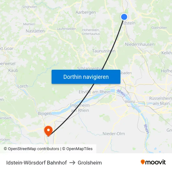 Idstein-Wörsdorf Bahnhof to Grolsheim map