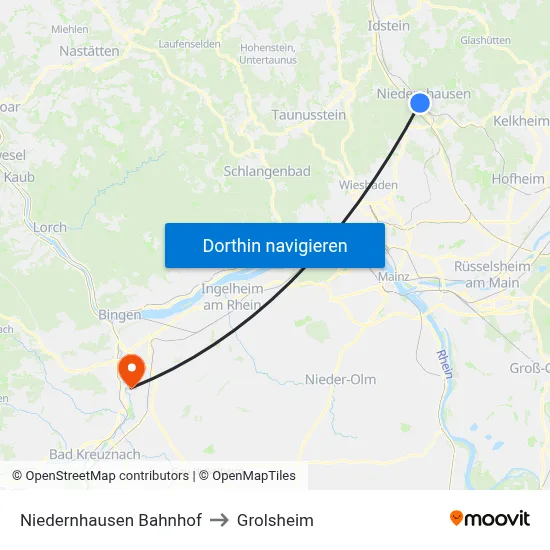 Niedernhausen Bahnhof to Grolsheim map