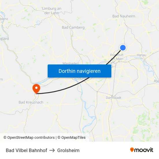 Bad Vilbel Bahnhof to Grolsheim map
