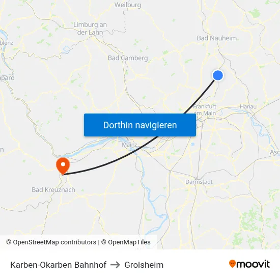 Karben-Okarben Bahnhof to Grolsheim map