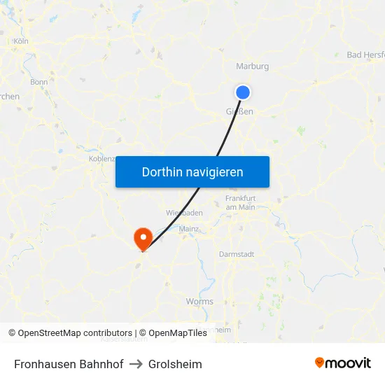 Fronhausen Bahnhof to Grolsheim map