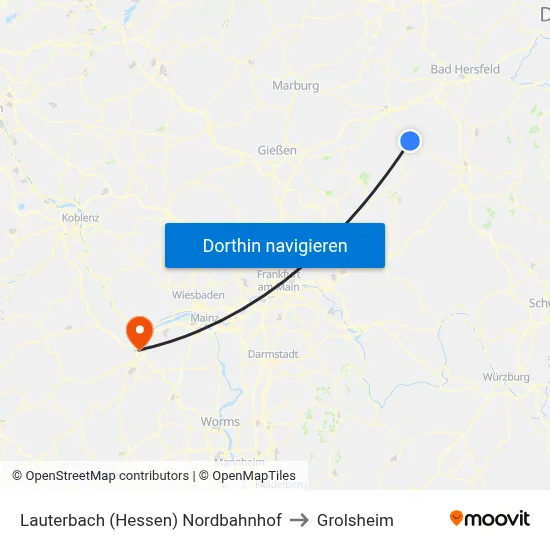 Lauterbach (Hessen) Nordbahnhof to Grolsheim map