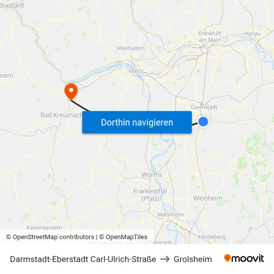 Darmstadt-Eberstadt Carl-Ulrich-Straße to Grolsheim map