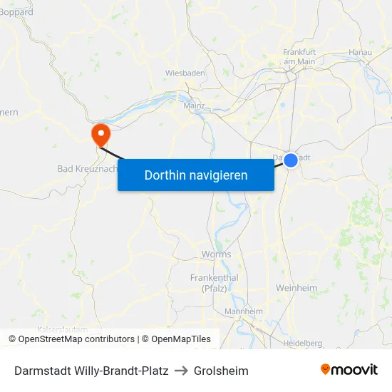 Darmstadt Willy-Brandt-Platz to Grolsheim map