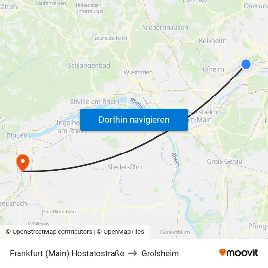 Frankfurt (Main) Hostatostraße to Grolsheim map