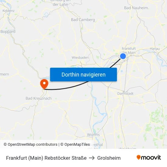 Frankfurt (Main) Rebstöcker Straße to Grolsheim map