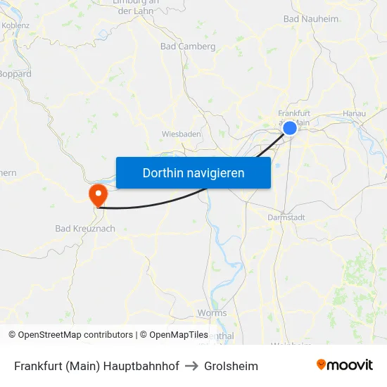 Frankfurt (Main) Hauptbahnhof to Grolsheim map