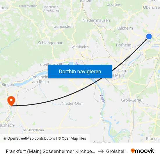 Frankfurt (Main) Sossenheimer Kirchberg to Grolsheim map