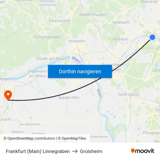 Frankfurt (Main) Linnegraben to Grolsheim map
