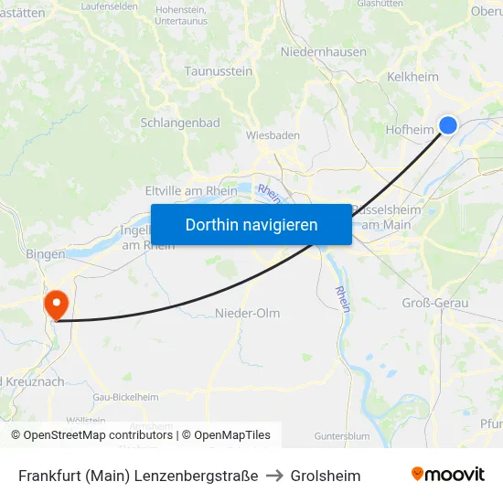 Frankfurt (Main) Lenzenbergstraße to Grolsheim map