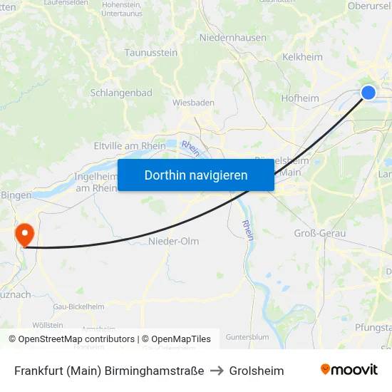 Frankfurt (Main) Birminghamstraße to Grolsheim map