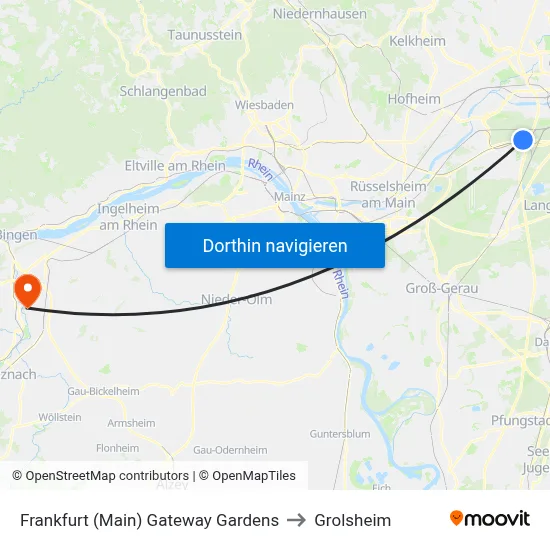 Frankfurt (Main) Gateway Gardens to Grolsheim map