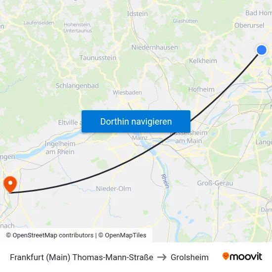 Frankfurt (Main) Thomas-Mann-Straße to Grolsheim map