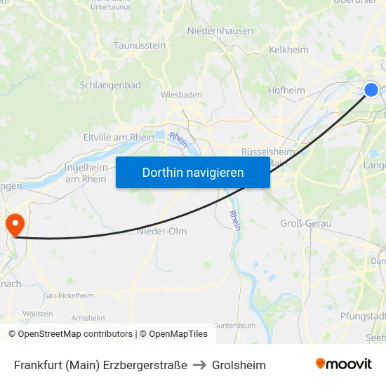 Frankfurt (Main) Erzbergerstraße to Grolsheim map