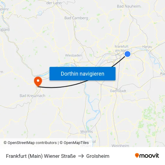 Frankfurt (Main) Wiener Straße to Grolsheim map