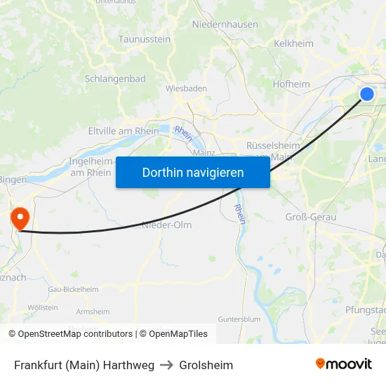 Frankfurt (Main) Harthweg to Grolsheim map