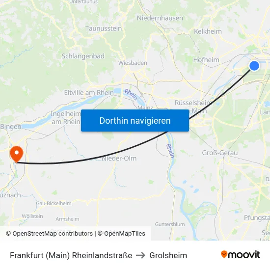 Frankfurt (Main) Rheinlandstraße to Grolsheim map