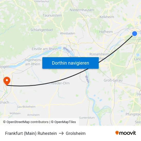 Frankfurt (Main) Ruhestein to Grolsheim map