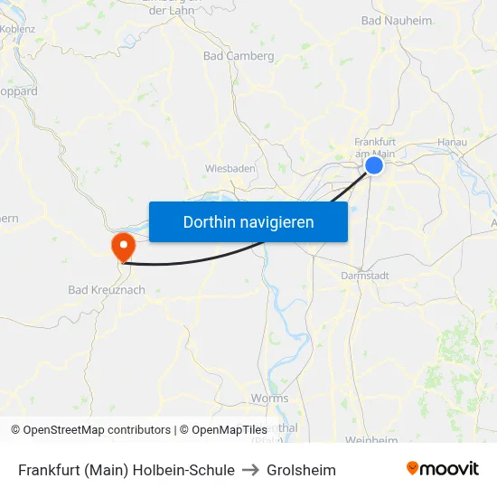 Frankfurt (Main) Holbein-Schule to Grolsheim map