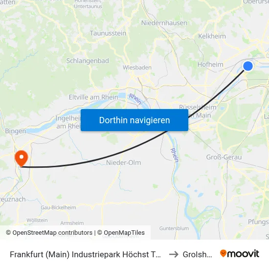 Frankfurt (Main) Industriepark Höchst Tor H831 to Grolsheim map