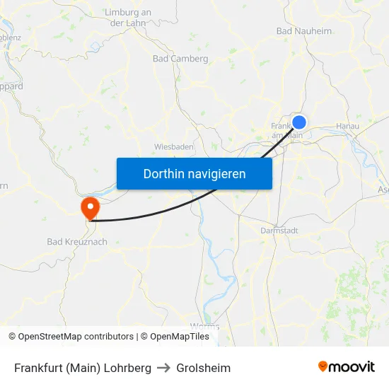 Frankfurt (Main) Lohrberg to Grolsheim map